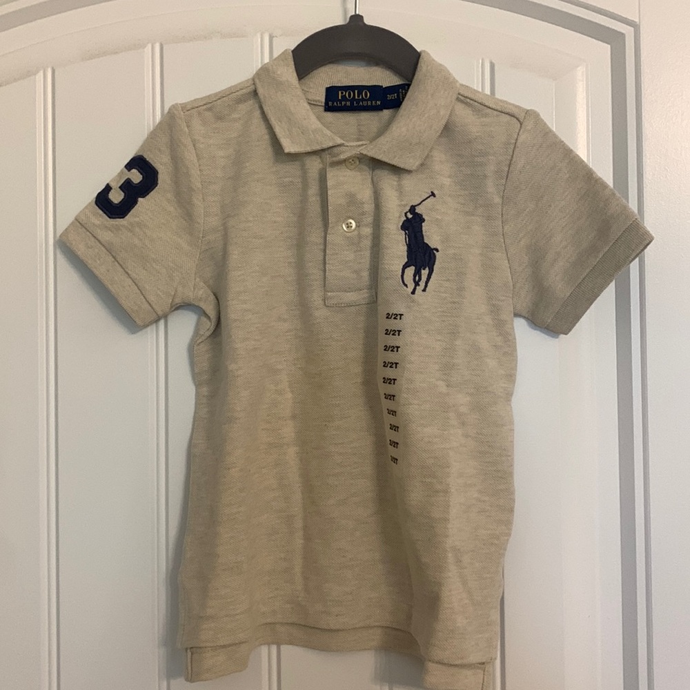 NWT Ralph Lauren Polo size 2T shirt. Color is beige heather. Smoke/pet free home